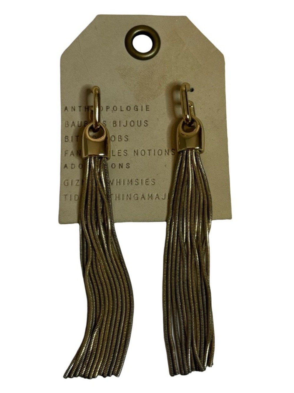 Anthropologie Gold Multi-Chain Tassel Earrings NWT